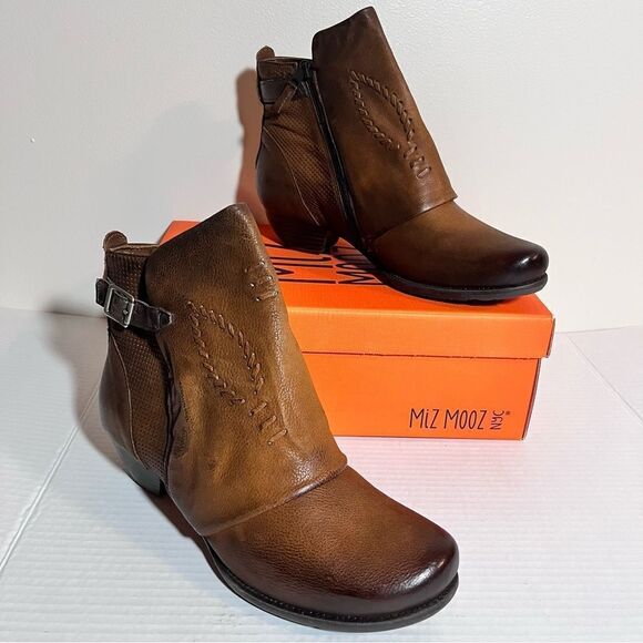 Miz Mooz Mimic Leather Wide Width Wrapped Ankle Boots - Picture 5 of 8